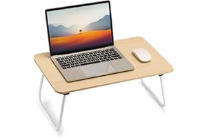FISYOD Foldable Laptop Desk, Portable Lap Desk Bed Table, Lightweight Breakfast Table Tray Desk, Laptop Stand, Mini Table for Working Writing Drawing Eating Picnic-Maple