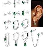 ORAZIO 20G Helix Piercing Jewelry Flat Back Cartilage Earrings for Women Surgical Stainless Steel Hypoallergenic Hoop Stud Earrings Set Tragus Helix Piercing Jewelry for Sensitive Ears Single Pc