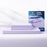 Dream Valley® Queen Sheet Set, Cooling Fitted Sheet with 2 Pillowcase-3 PCS with No Flat Sheet,Q-Max > 0.4 Aerocool, Cooling for Night Sweats, Hot Sleepers,deep Pocket up to 15",Lavender Fog