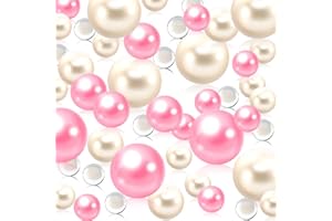 LUERBI Pink White Vase Pearls, 200 PCS Pink White Vase Filler Beads for Centerpieces Vases, Pink White 10/14/20 MM Floating Beads for Vases, Pearls for Vase Filler, Vase Pearls Party Decor
