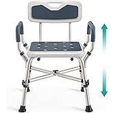 PELEGON Shower Chair for Elderly and Disabled (450lb) with Padded Armrests and Back, Adjustable Height Shower Seat, Heavy Dut