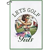 DYJYBMY Let's Golf Girls Printed Golf Towel with Clip, Golf Accessories Towel for Women, Christmas Birthday Gifts for Female Golfer, Thank You Gifts for Golfing Lover Lady Leader Family Friend BBF
