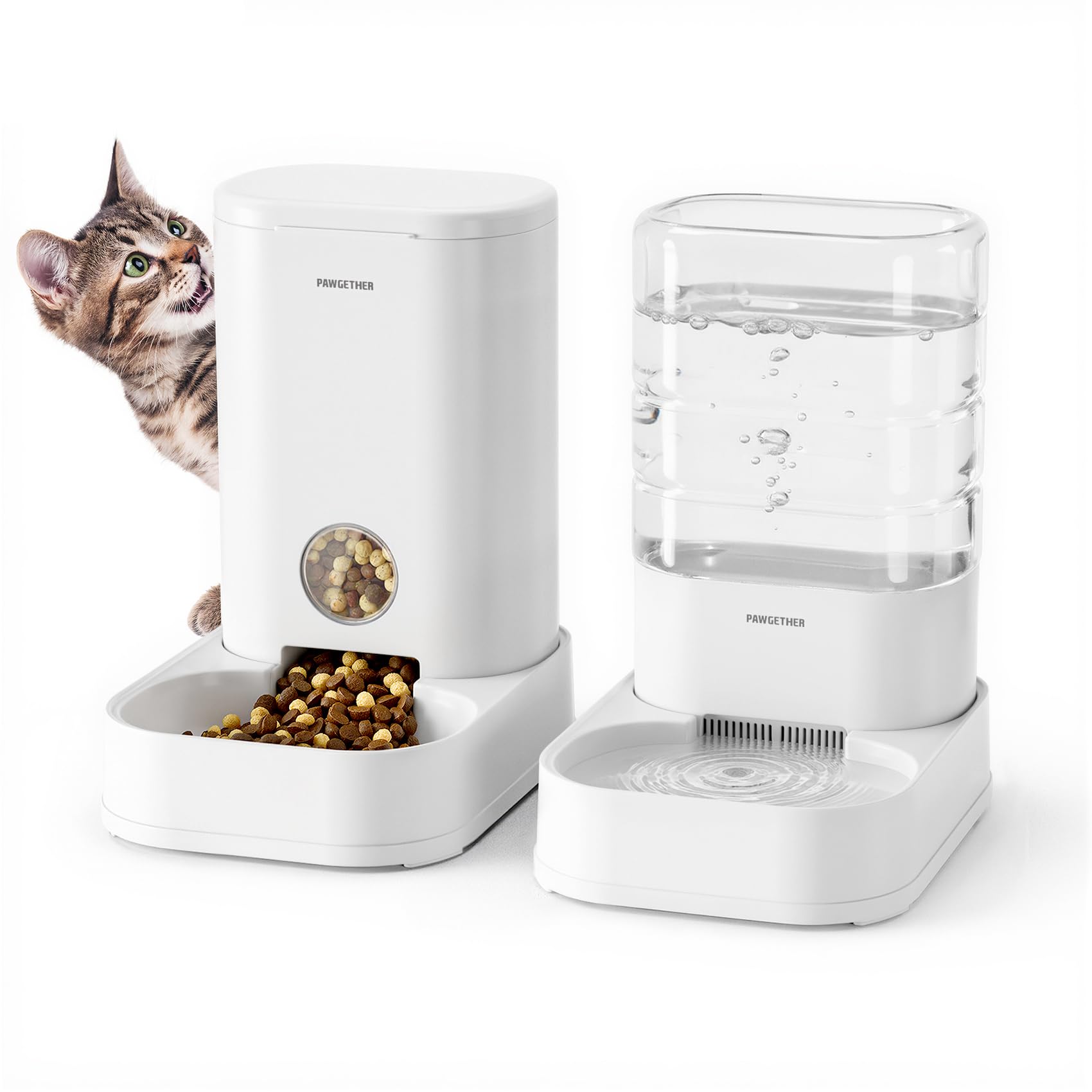 Photo 1 of PAWGETHER® 2 Pack Gravity Cat Feeder and Water Dispenser 1 Gallon/3.5L Automatic Cat Feeder and Waterer Dog Water Bowl Dispenser Pet Food Dispenser Puppy Kitten Rabbits