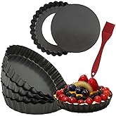 DATANYA 6 Pack 5 Inch Mini Tart Pans with Removable Bottom Round Nonstick Quiche Pan, Heavy Duty Fluted Side Pie Tart Molds f