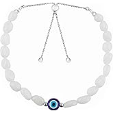 CRYSTALINES Cultured Pearl Beads with Natural Gemstone Bolo Bracelet, Handmade Boho Jewelry, Wicca & Reiki Healing Crystals, Beaded Stones, Silver Slider Chain, Christmas Gift for Women