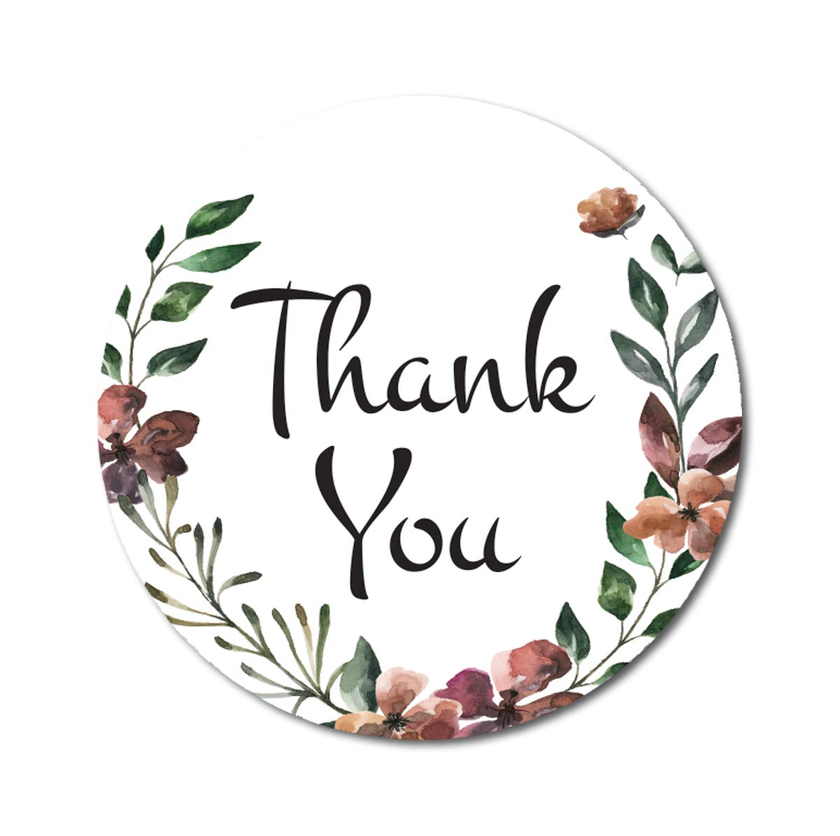 Darling Souvenir Floral Wreath 1.6 Inches Round Thank You Stickers Non Customized Gift-45 Pcs