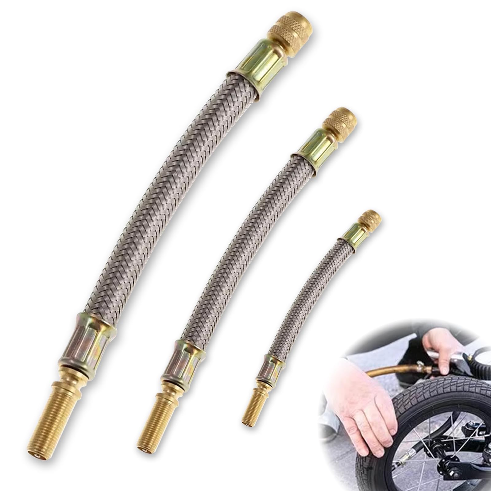 Photo 1 of 100mm 210mm 350mm Universal Flexible Tire Valve Extension, Flexible Tire Valve Stem Extension, Stainless Steel Valve Stem Extenders, Flexible Valve Stem Extenders, Flexible Tyre Valve Stem Extension