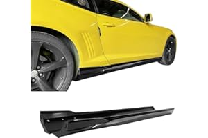 FREEMOTOR802 Side Skirts Fits 2010-2015 Chevrolet Camaro LS LT SS, Rocker Style Gloss Black PP Add-on Rocker Panel Extensions Side Splitters Protectors Styling Body Kit