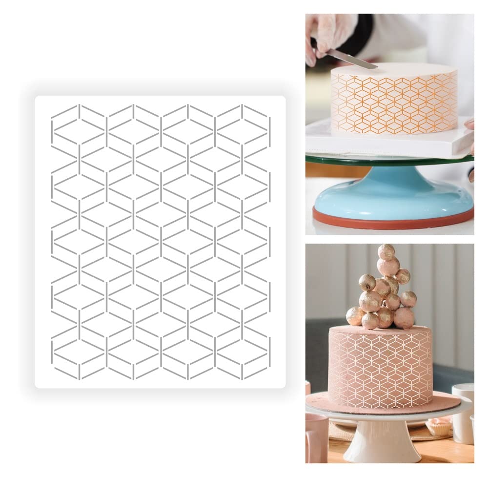 Photo 1 of 1 PC Cake Stencils Decorating Buttercream- 24.5cm x 21cm is Classic Decorative Graphics for Embossing,Royal Icing,Airbrush,is The Ideal Wedding and Birthday Decor Tools (002) (csljmy20210612-0001)