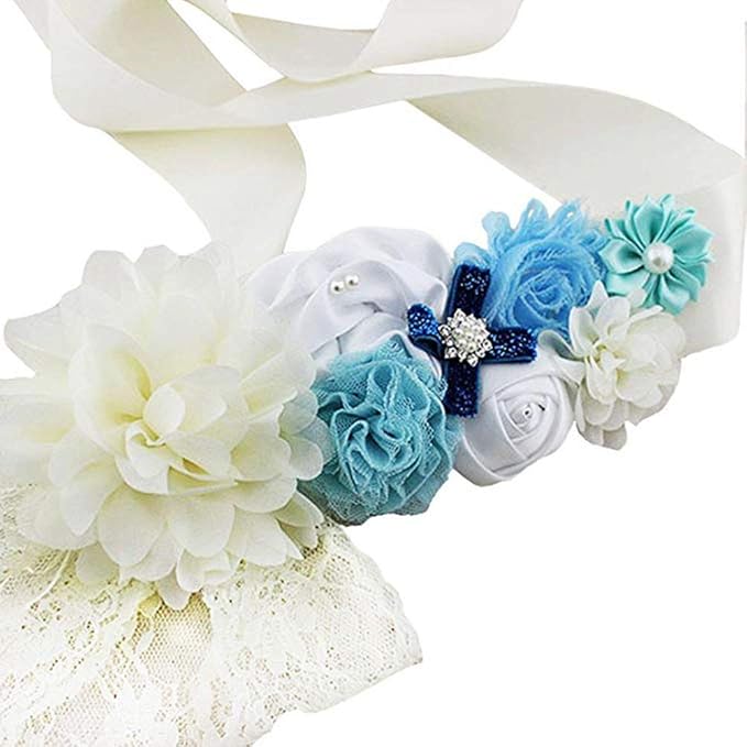 Amazon Com Maternity Sash Flower Belt Floral Baby Shower Brial