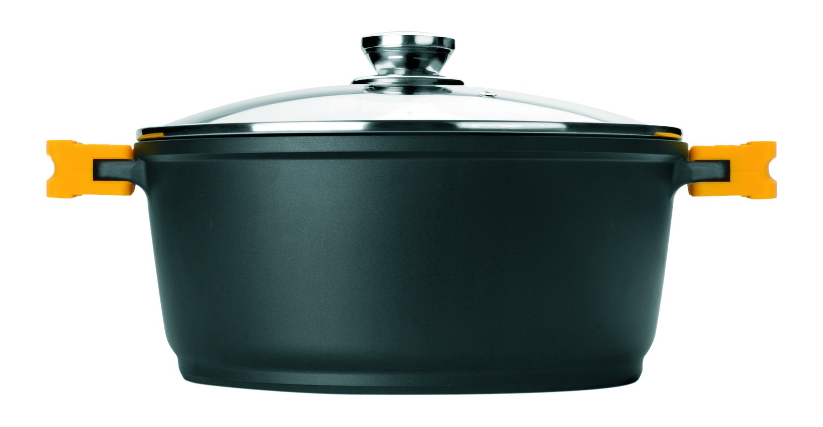 IBILI Evolution Cast Aluminium Casserole, Glass Lid and Silicone Grips, 24 cm, Non-Stick, Suitable for Induction Hobs