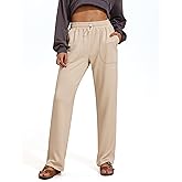 PINSPARK Womens Straight Leg Sweatpants Casual Athletic Workout Pants Stretch Soft Lounge Pants with Pockets