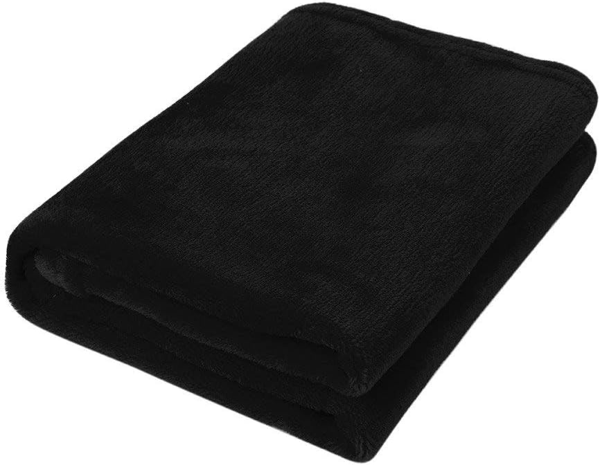 euwanyu Blankets Flannel Blanket Kids Size Lightweight Super Soft Cozy Bed Blanket Microfiber Solid Warm Coral Plaid Blankets 1 pc (Black)