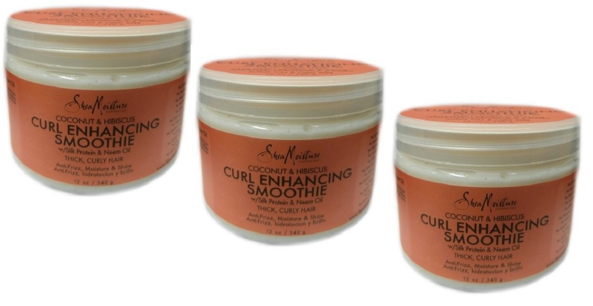3 x Shea Moisture Coconut & Hibiscus Curl Enhancing Smoothie Thick / Curly Hair 340 g (Total - 1020 g)