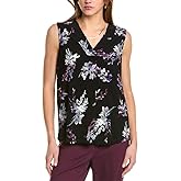 Anne Klein Womens Printed Ity Pleat Front Shell