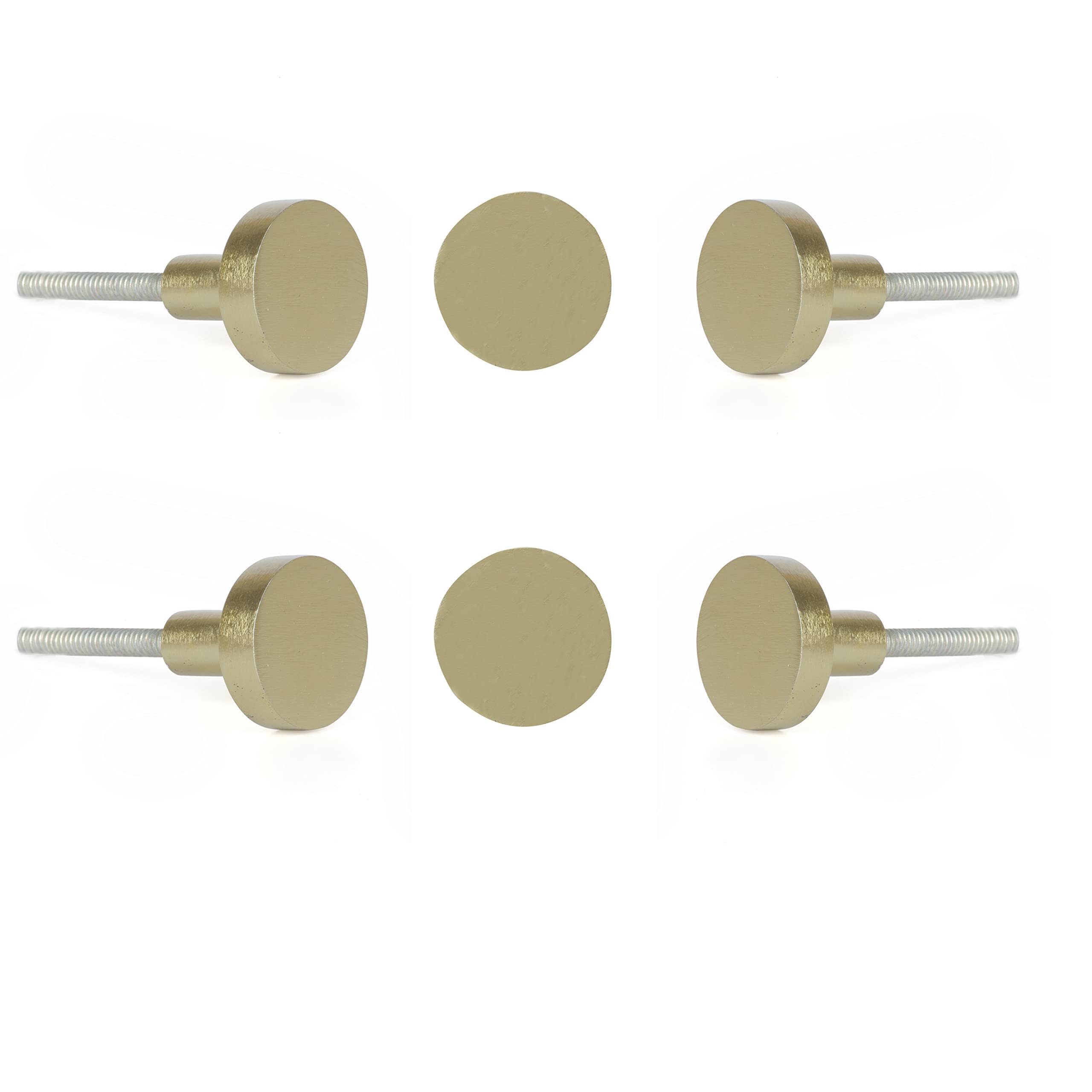 Perilla Home Set of 6 JENA Small Metal Knobs Kitchen Cabinet Cupboard Door Knobs Dresser Wardrobe and Drawer Pull (Golden)