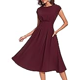 Wedtrend Women's 1940s Dresses with Pockets 50s Retro Dress Tea Length Cocktail Dress Vintage Swing Dresses