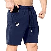 ZENWILL Mens Gym Running Shorts, Workout Athletic Bodybuilding Fitness Shorts with Zip Pockets