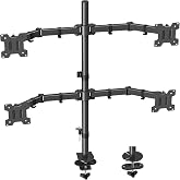 MOUNT PRO 4 Monitor Mount for Max 32" Computer Screens, Up to 17.6lbs Each | Quad Monitor Stand for Desk, Fully Adjustable Stacked 4 Desk Arm with Tilt, Swivel, Rotation, VESA 75x75/100x100mm