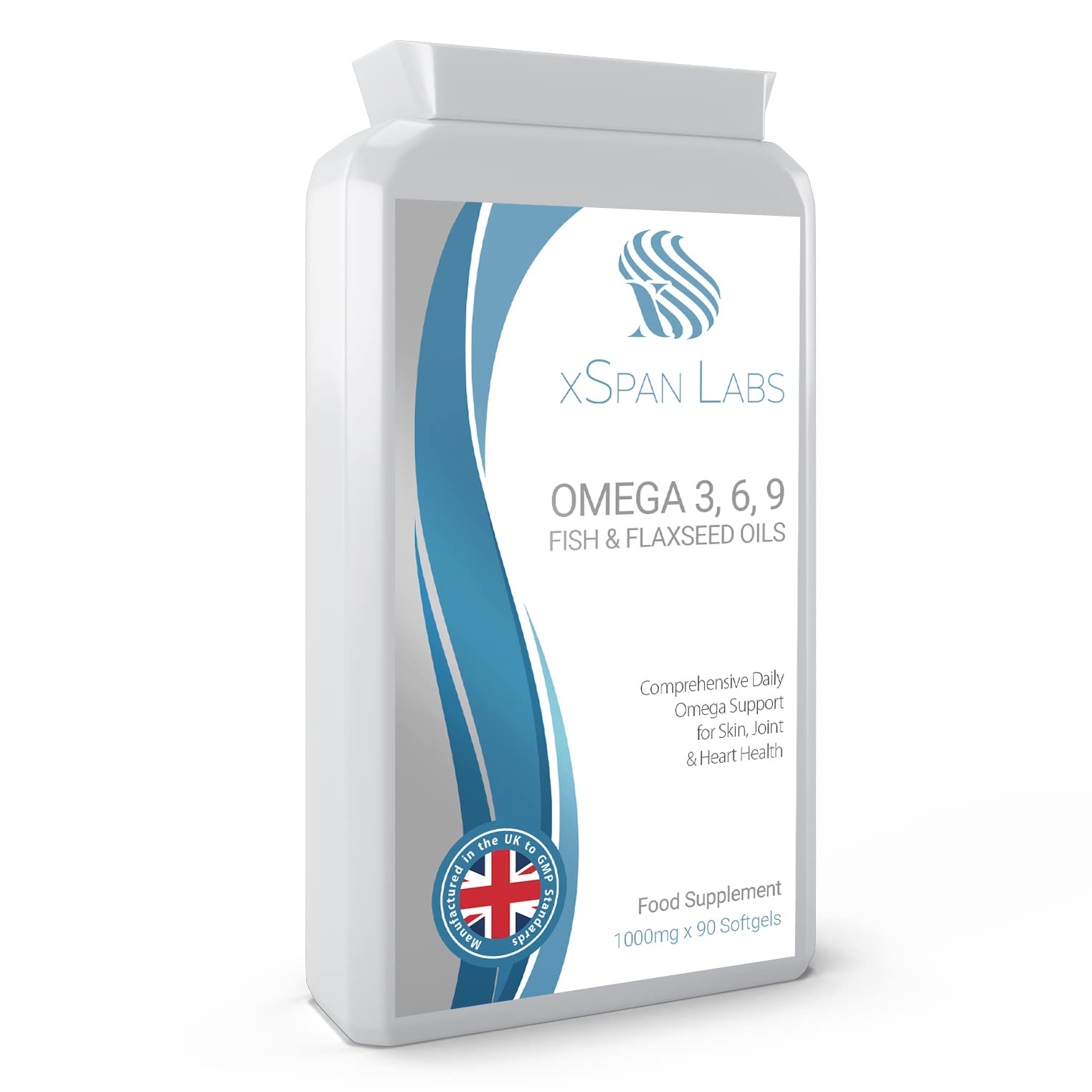 Omega Balanced 3, 6 & 9 Fish & Flaxseed Oil 1000mg – High Strength EPA, DHA, ALA & LA Formula with Vitamin E - Easy-to-Swallow Softgel Capsules - Vegan & Vegetarian Friendly Omega 3 6 9