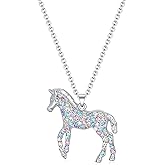 luomart Girls Horse Necklace Gifts,Little Rainbow Horse Jewelry for Women,Initial Letter Necklaces Pendant for Teen Girls Horse Lovers