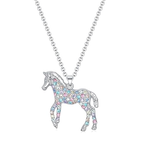 luomart Girls Horse Necklace Gifts,Little Rainbow Horse Jewelry
