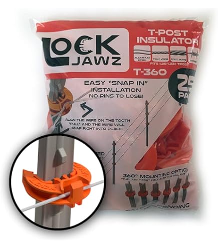 Amazon.com : Lock Jawz T-360 Electric Fence T-Post Insulator