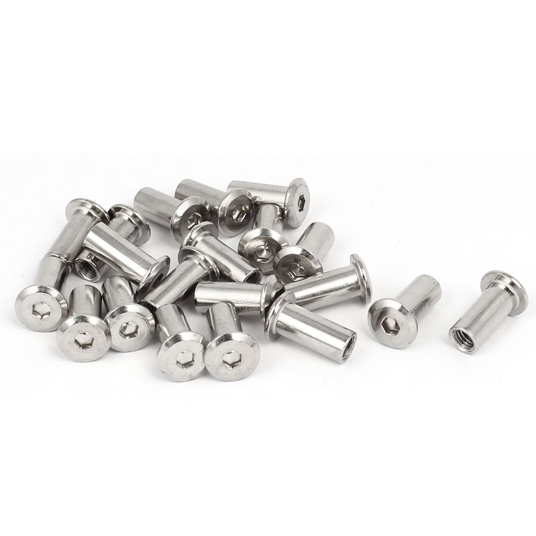 Sourcingmap M6x16mm Metal Hexagon Hex Socket Head Barrel Nuts Furniture Fittings 20pcs