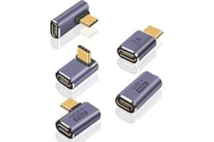 Poyiccot 5-Pack USB C Adapter 40Gbps, 90 Degree Right Angle USB C Adapter 100W, PD 3.1 Type C Male to Female Extender Adapter