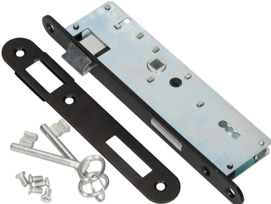 KOTARBAU Mortice Lock 72/34 BB Counterplate Galvanised Left/Right Tubular Frame Lock Door Lock Indoor/Outdoor Security Lock (Left) Black/Silver