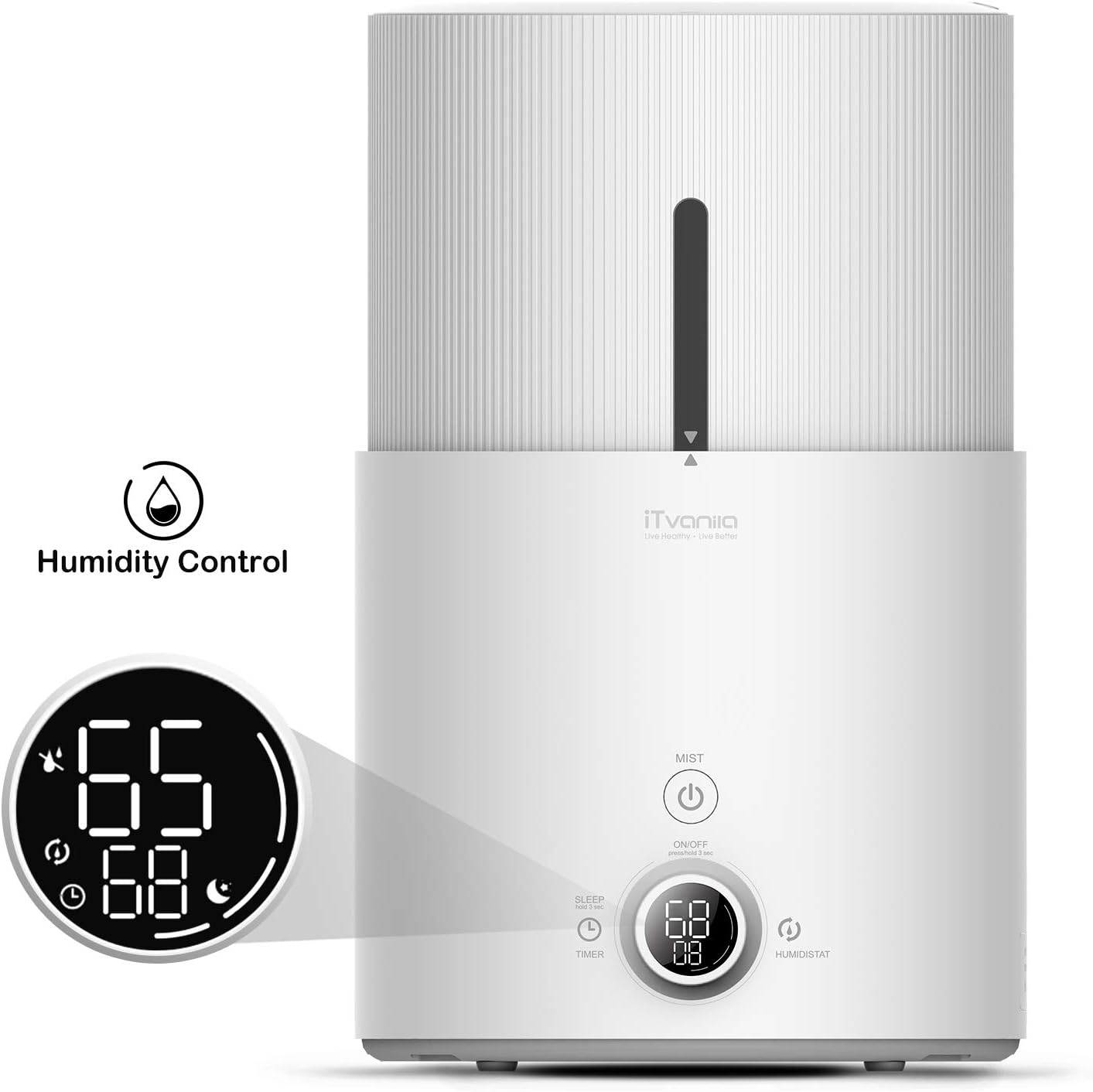 iTvanila Cool Mist Humidifier & Essential Oil Diffuser, 4.5L Humidifiers for Large Bedroom Baby, Automatic Humidity Keeping with LED Display, Whisper-Quiet Operation, Lasts Up to 48 Hours(Z1)