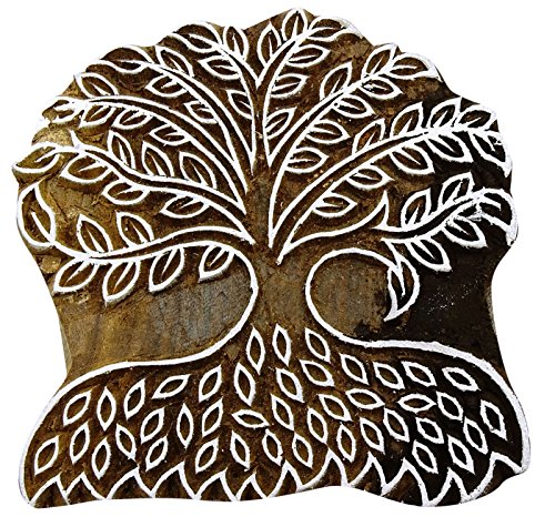 Wooden Printing Block Tree Art Hand Carved Pottery Printer Indian Stamp