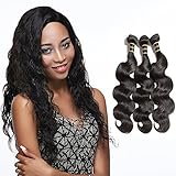 Rechoo 6A Grade Mixed Length Brazilian Virgin Remy Human Hair Extension Weave 3 Bundles 300g - Natural Black,Body Wave (12