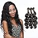 Rechoo Virgin Double Weft Hair Bundles Deal 6A Grade Mixed Length Brazilian Virgin Remy Human Hair Extension Weave 3 Bundles 300g - Natural Black,Body Wave (10