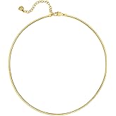 Fettero Gold Snake Chain Necklace for Women 14k Gold Plated Snake Choker Necklace Dainty Simple Boho Necklace Fashion Jewelry for Women Men