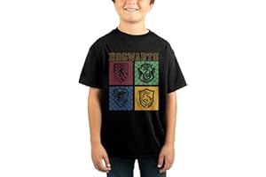 Bioworld Harry Potter Hogwarts House Crests Kids Black T-Shirt