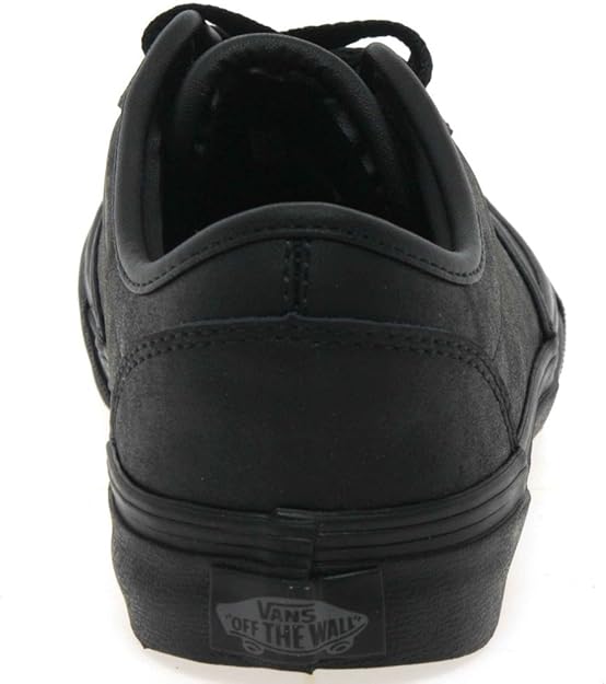 vans black leather school shoes