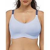 COMFELIE Women No Underwire Bra Comfy Seamless Bras Full Coverage Mesh Bralette with Adjustable Contrast Color Strap S-4XL