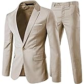 Cloudstyle Men's 2-Piece Suits Slim Fit 1 Button Dress Suit Jacket Blazer & Pants Set