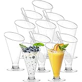 Foraineam 100 Pack Clear Dessert Cups with Spoons, 4 oz Disposable Plastic Champagne Flutes Cocktail Glasses, Reusable Parfai