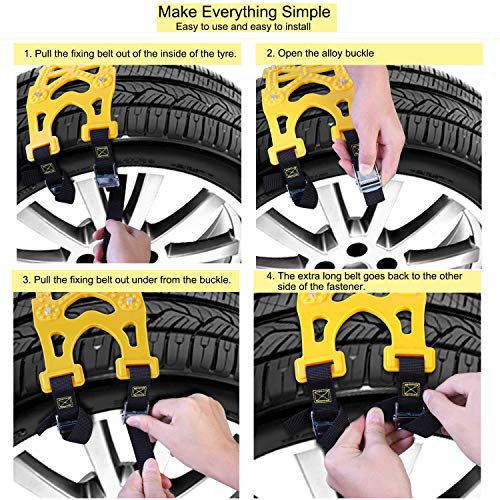 image for Buyplus Snow Tire Chains for Cars - Adjustable Anti Slip Emergency Tir