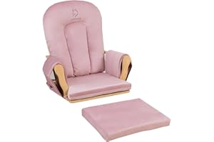 LUXMARS Glider Rocker Replacement Cushions with Storage Pockets, 5 PCS, Soft Velvet Cotton Thickened, Universal for Use in Glider Rocking Chairs Pink