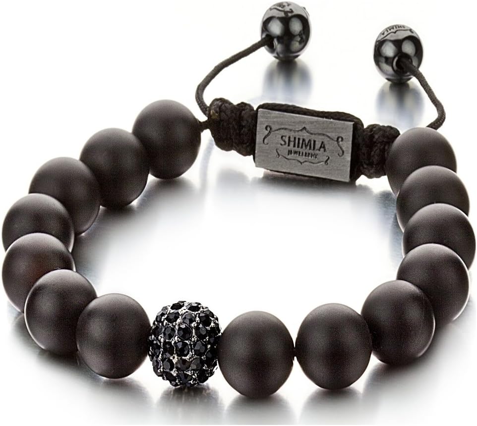 Shimla Jewellery Black Onyx Bracelet with Black Czech Crystals