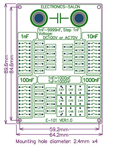 Electronics-Salon 1nF to 9999nF Step-1nF Four Decade Programmable Capacitor Board.