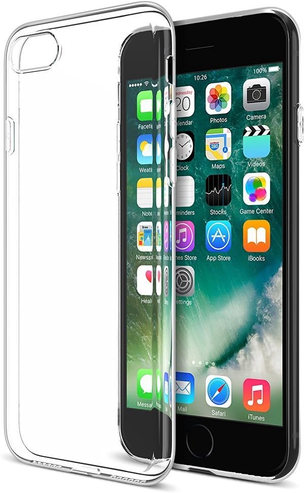 iPhone 7 Slim Case, ILUXUS Thin Fit & Lightweight Soft Flexible TPU Silicone Protective Case Cover, ILUXUS Transparent Crystal Clear Ultra Slim Thin Case for Apple iPhone 7 4.7 inches-Clear