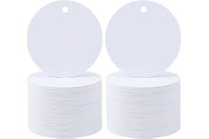 100PCS Kraft Paper Lable Cards-Round Shaped Blank Tags Bookmark Gift Card Chocolate Pack Card(White)