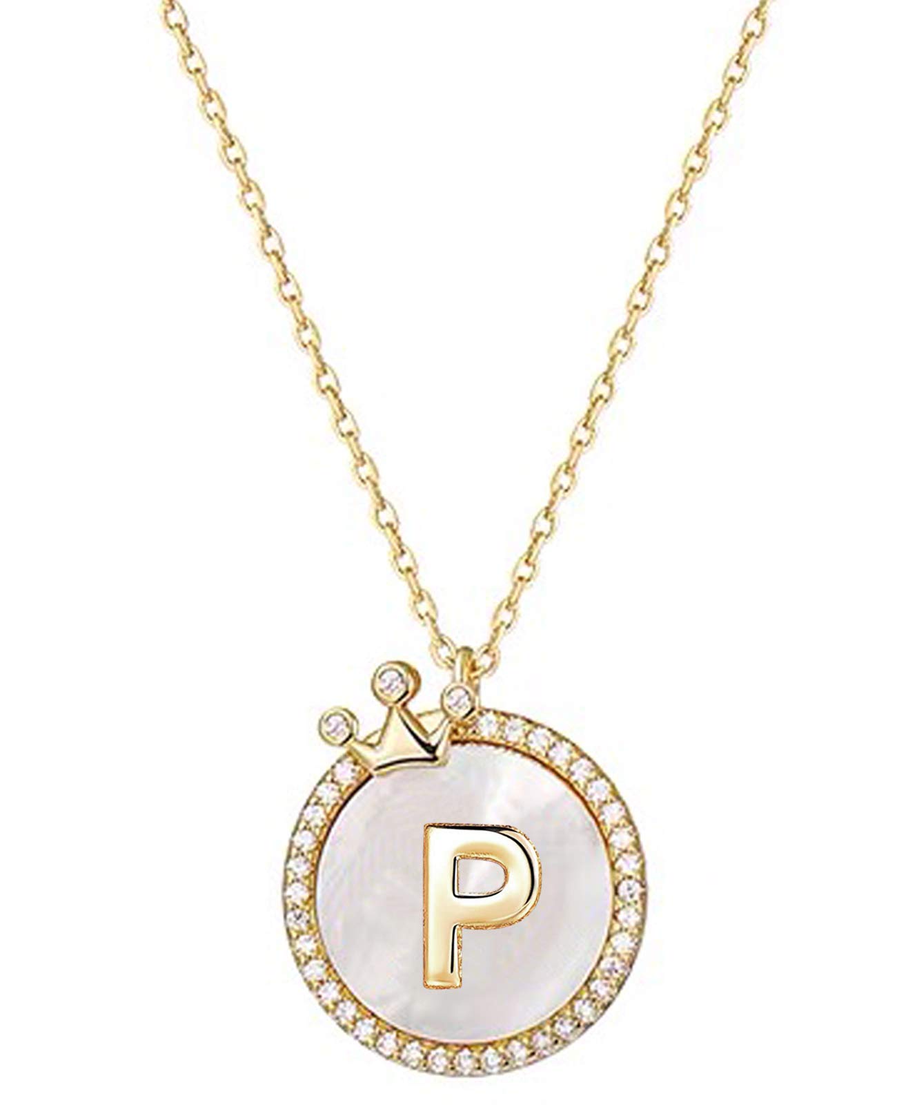 YOUFENG Jewellery Gold Initial Letter Necklace for Woman Girl 14K Gold Plated Dainty Crown Necklace Personalized Capital Necklaces Gifts for Women
