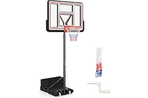 Goplus Basketball Hoop Outdoor, 7.4-10FT Quickly Height Adjustable Basketball Goal with 44 Inch Shatterproof PC Backboard, Wh