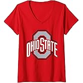 Womens Ohio State Buckeyes Womens Vneck Icon Logo Red V-Neck T-Shirt