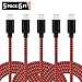 iPhone Charger Cable Xcords Lightning Cable 5Pack 6ft Nylon Braided Syncing and Charging Cord Compatible with iPhone 8/8PLUS/X/7/7 plus/SE/5/6/6s/Plus/iPad Mini/Air/Pro(redblack)